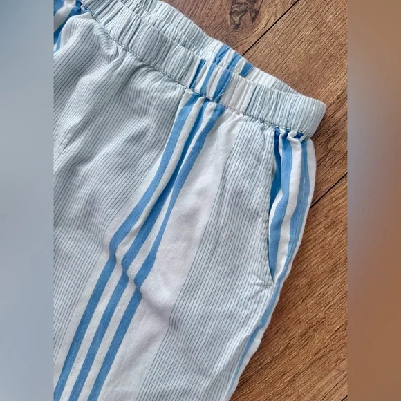 Fresh Produce Blue and White Striped Cotton Pull-On Capri Pants - Picture 6 of 10